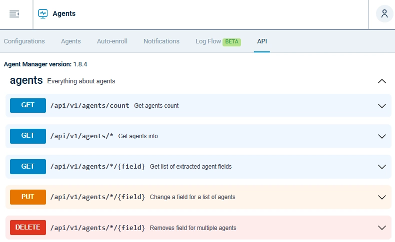 Agent Management API Swagger UI