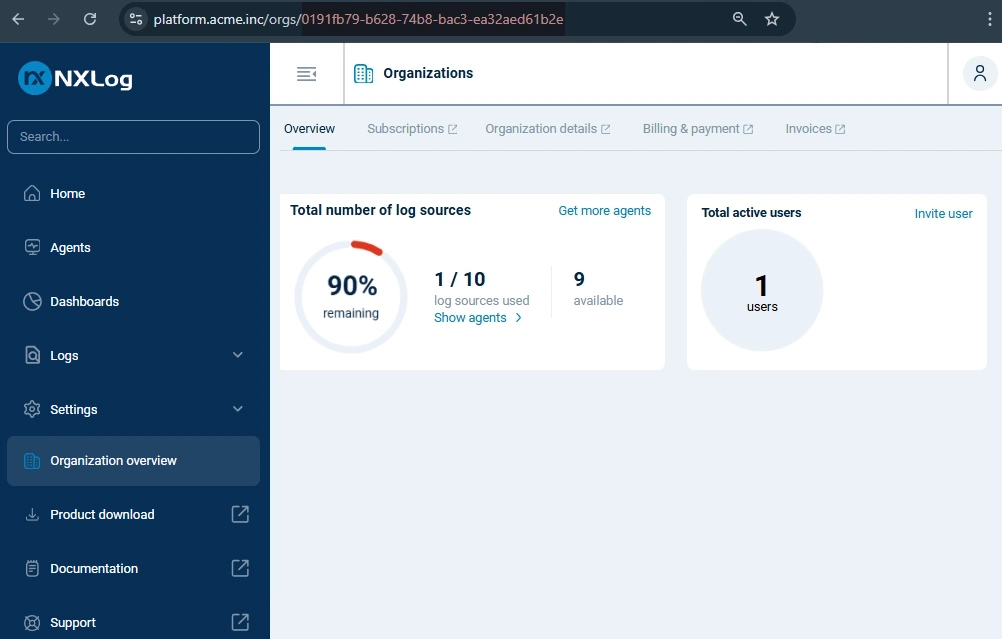 NXLog Platform organization ID