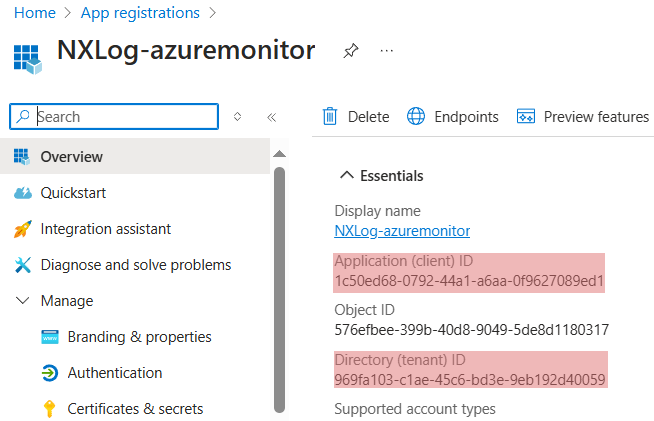 Microsoft Entra ID application registration