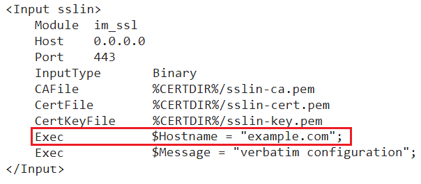 Action in the generated configuration
