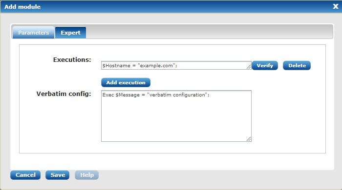 Verbatim agent configuration