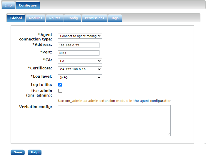 Agent’s global configuration
