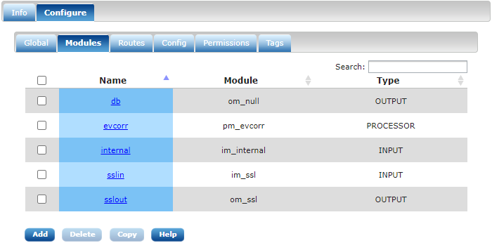 Agent modules configuration