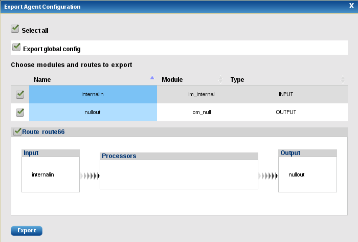 Agent export options