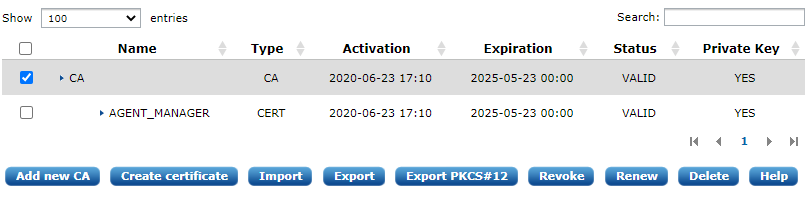 Exporting the CA certificate