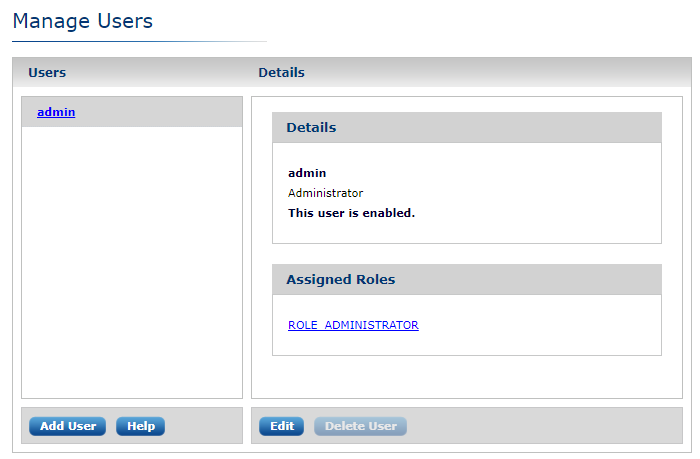 The user management panel