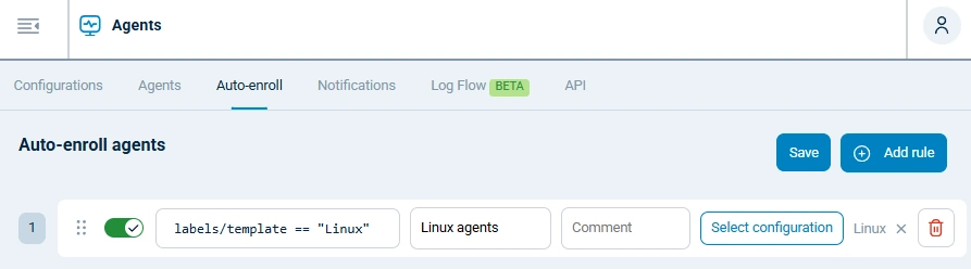NXLog Platform auto-enroll rules