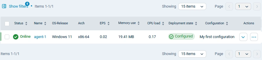 Saved configuration