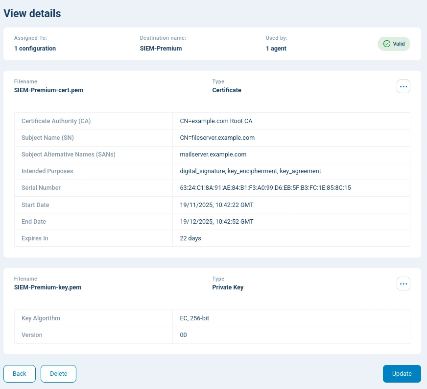 NXLog Platform certificate details
