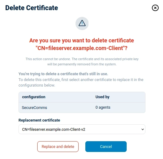 Replacing the deleted certificate