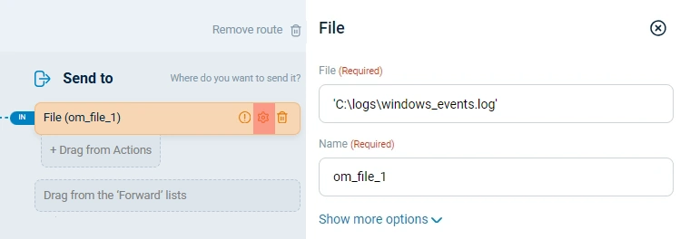 Configure the output path