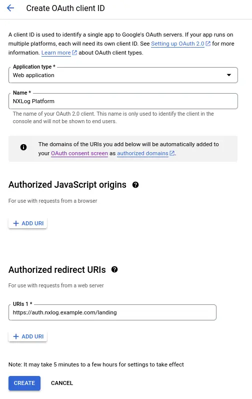 Google Cloud OAuth client ID