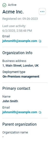 NXLog Platform organization information