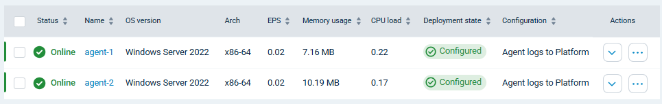 Confirm agent configuration