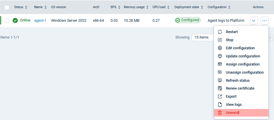 Unenroll an NXLog Agent