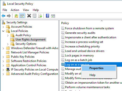 Local Security Settings console